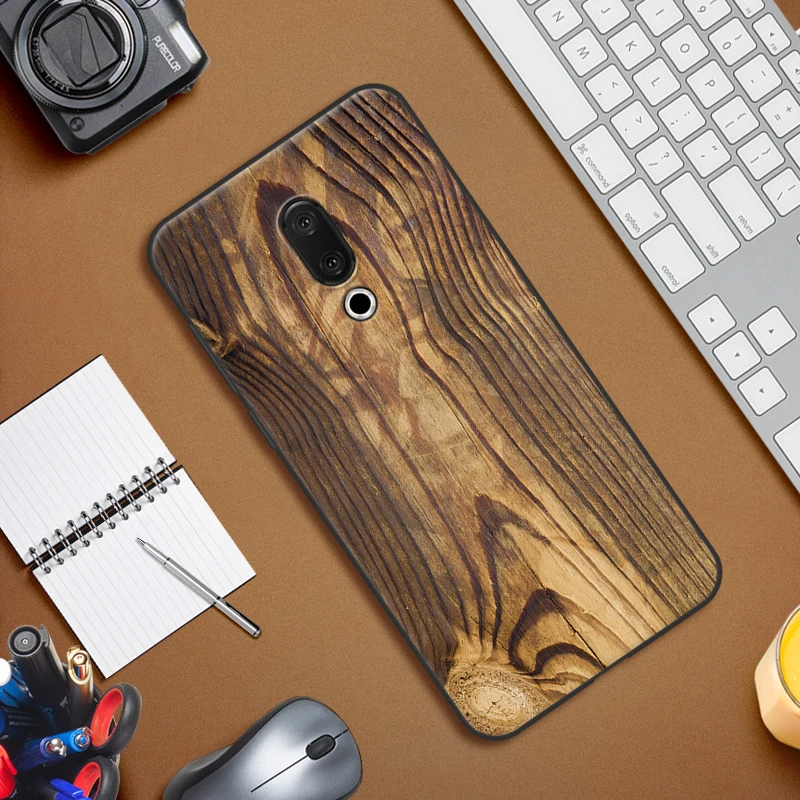 Чехол для Meizu 16X силиконовый мягкий чехол из ТПУ с рисунком под дерево и камень
