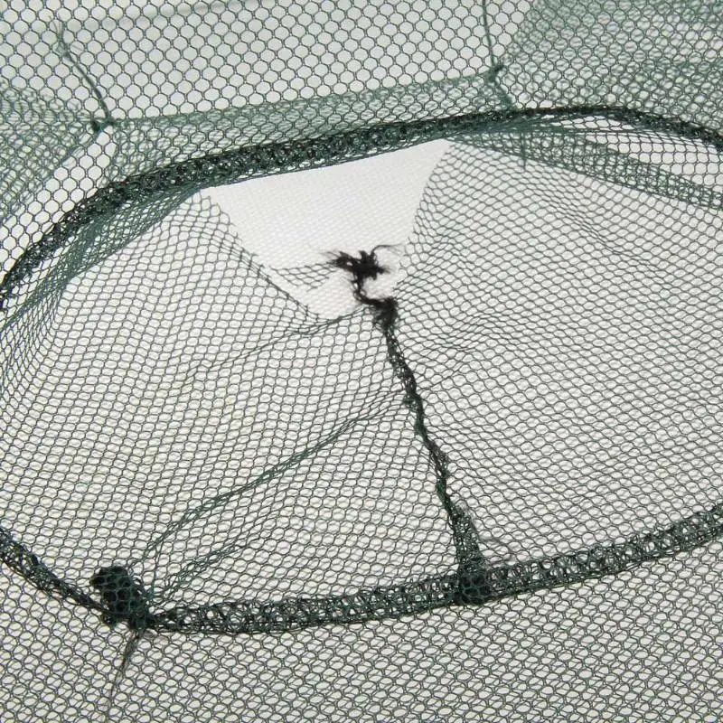 Automatic Fishing Net Trap Folded Hexagon 6 Holes Portable Fish Network Crayfish Shrimp Minnow Crab Tank Trap Mesh Trap Nylon