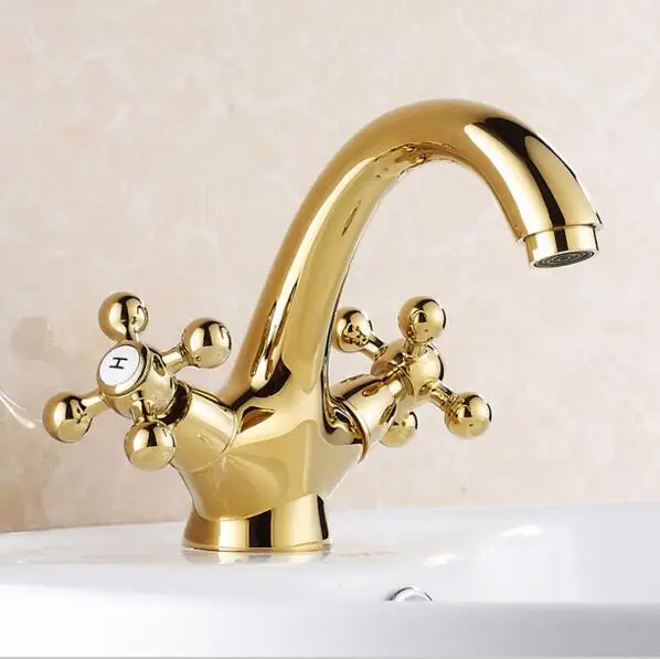 Бесплатная доставка античный латунный умывальник с отделкой смесители двойная