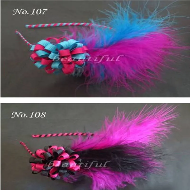 16 шт. головной убор аксессуары для волос 3x1 75 дюйма Corker/2 Loopy Puffs перо лук 108No. |