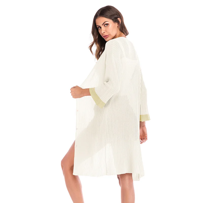 Autumn new women's European cardigan thin Knitwear loose long style shawl Ladies Solid colors sweater coat |