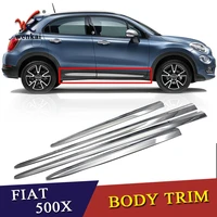 wenkai abs chrome door body molding fit for fiat 500x 2015 2016 2017 2018 accessories side strips trim cover