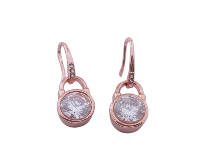 

2 pairs Fashion Clear Zircon Stones Lock Drop earrings