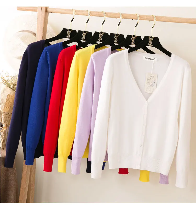 4XL 5XL Candy color Sweater Women Cardigan Knitted Coat Long Sleeve Crochet Female Casual V-Neck Woman Cardigans Tops |