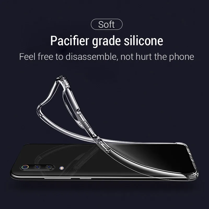 Чехол PZOZ для Xiaomi Mi 9 SE Защитная сумка мобильного телефона прозрачный