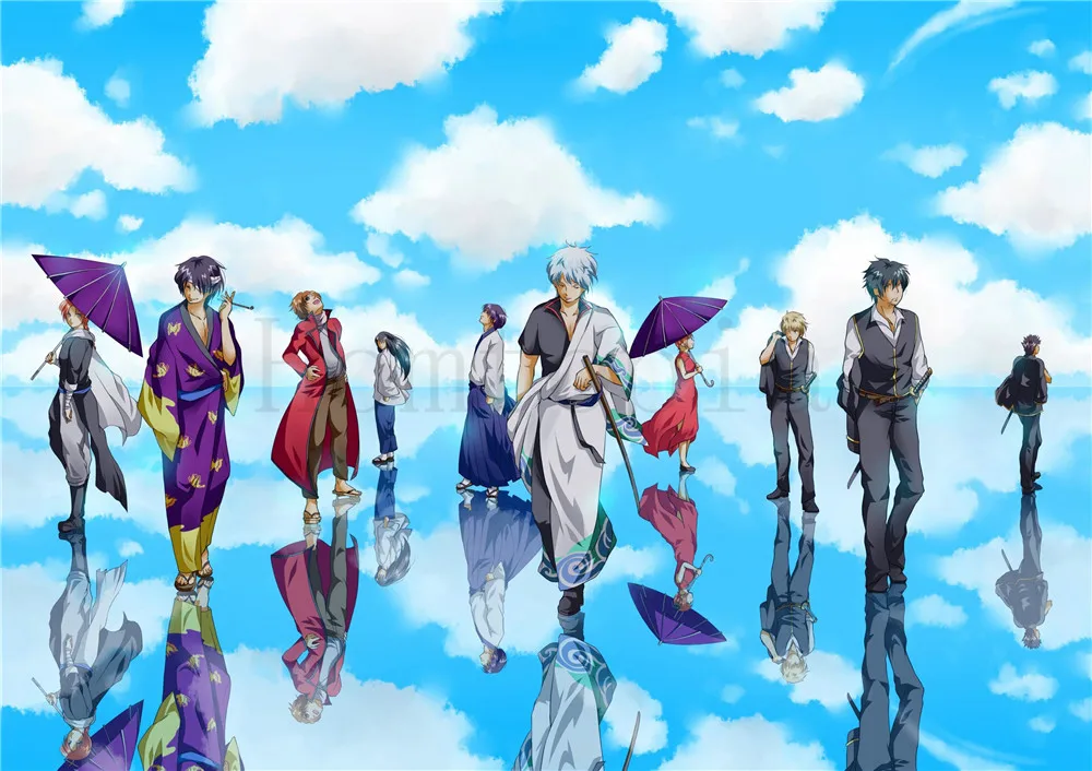 Коричневый Gintama плакаты мультфильм наклейки на стену с белым покрытием бумага печатает Высокое разрешение гостиная спальня бар украшения дома искусство бренд - Цвет: Коричневый