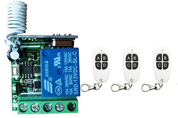 DC12V 1CH RF Беспроводной реле приемника пульты дистанционного управления и белые
