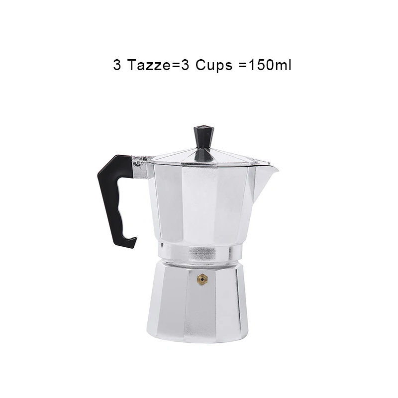 3 cup Moka, плита, Кофеварка, Алюминиевый горшок, французский мокко, эспрессо, Перколятор, горшок, ручная кофеварка, мокко, чайник, 1 чашка/3 чашки/6 чашек/9 чашек/12 чашек - Цвет: 3 cup