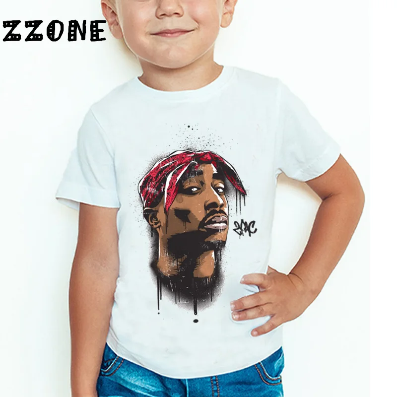 Детская футболка в стиле хип-хоп с принтом Tupac 2pac Swag Повседневная летние топы
