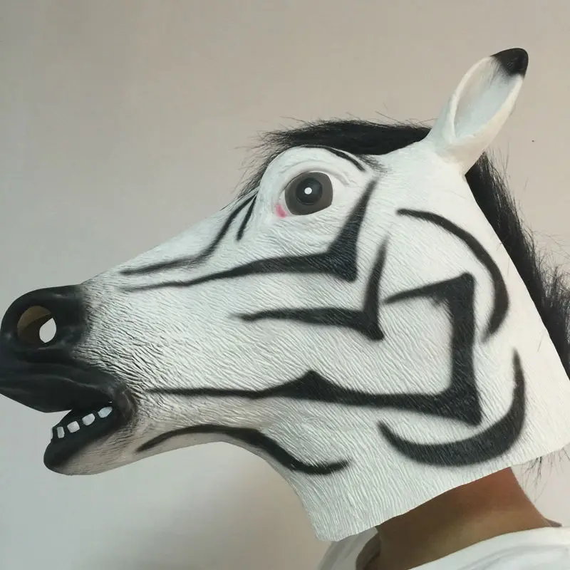 Голова зебры латексная маска Хэллоуин реалистичные лошади резиновые маски