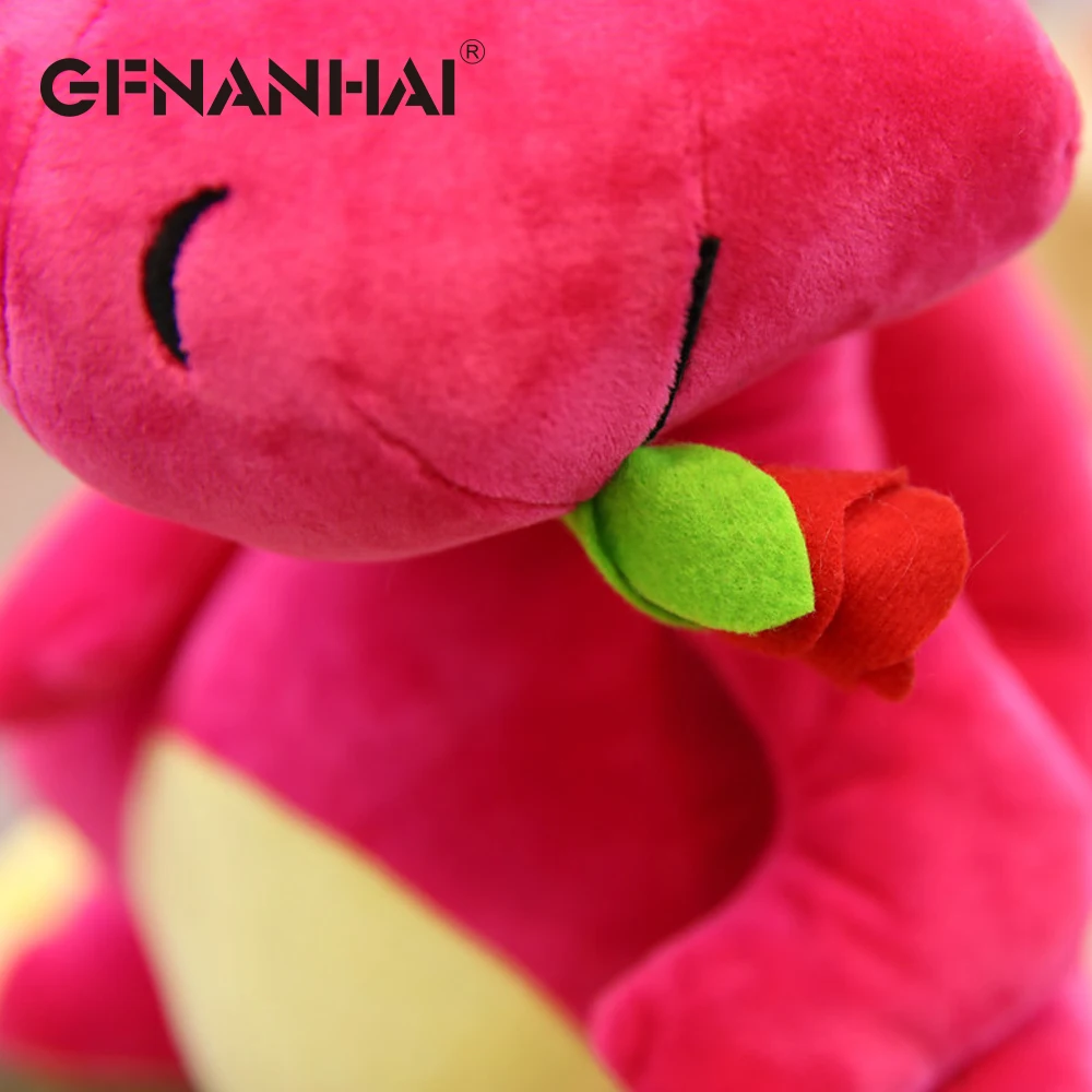 

1pc 40cm cute dinosaur plush toy stuffed soft cartoon animal dinosaur dolls mouth with rose for children birthday gift