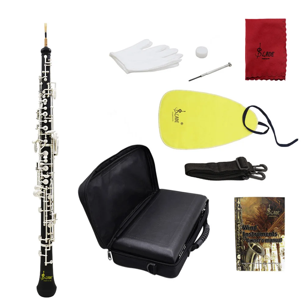 Профессиональный Oboe C Ключ Мельхиор покрытый серебром с тростниковые перчатки