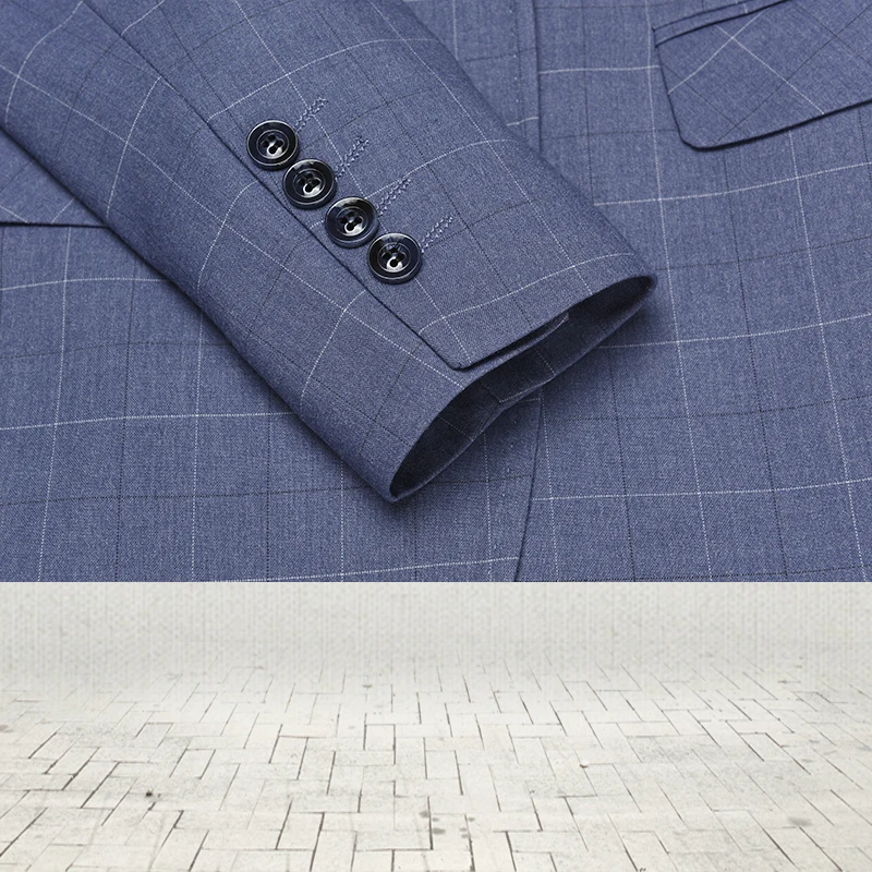 2018 новый мужской костюм блейзеры решетка Slim Fit Жених Смокинги s бизнес Лучший