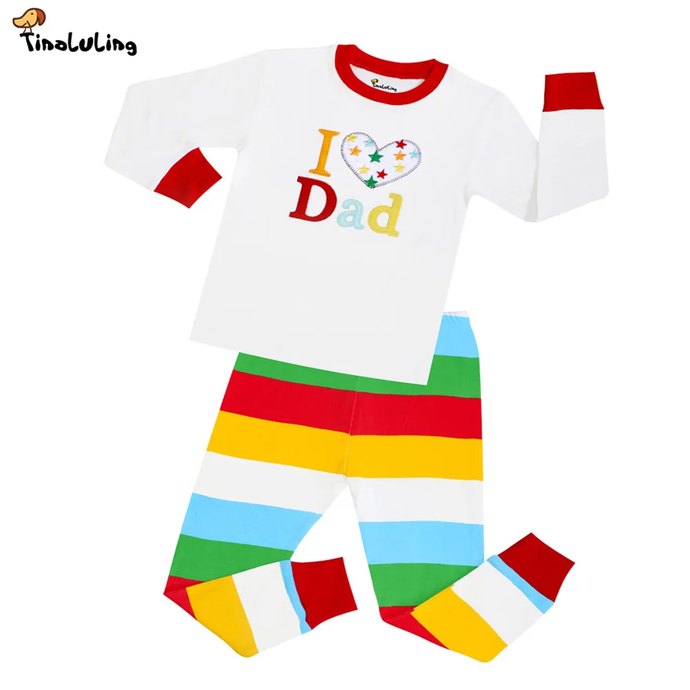TINOLULING/21 стильная одежда для сна с машинками для мальчиков пижамы с животными для девочек пижамные комплекты для малышей Детские пижамы с надписью «i love mom dad» - Цвет: NO28