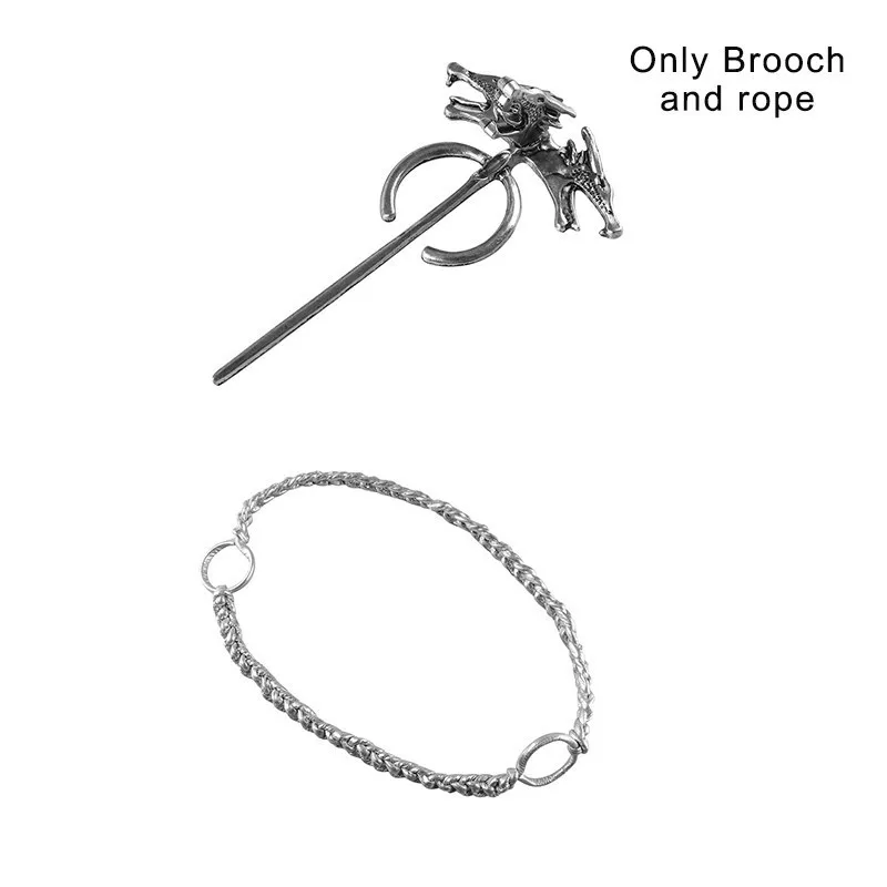 brooch with rope Дейенерис Таргариен костюм Игра престолов Сезон 8 косплей для взрослых зима снег Драконий камень мех Хэллоуин только платье обувь - Цвет: brooch with rope