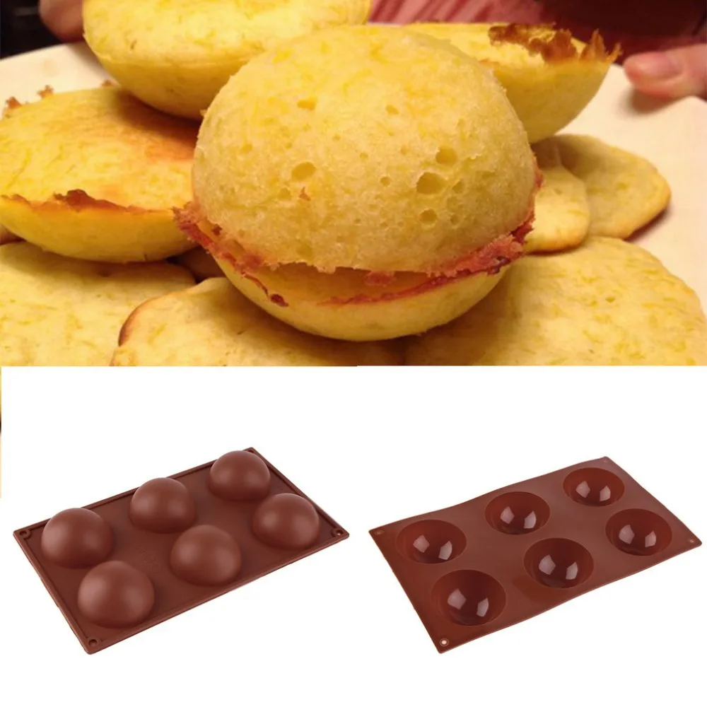 6 Cavity Silicone Cake Mold 2.5 Dia Half Ball Sphere Dessert Muffin Pastry Jello Pan Bakeware | Дом и сад