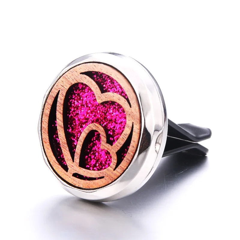 

Love Shape Detachable Wooden Car Air Vent Freshener Car Perfume Diffuser Car Air Clip Essential Oil Aroma Locket 316L Necklace