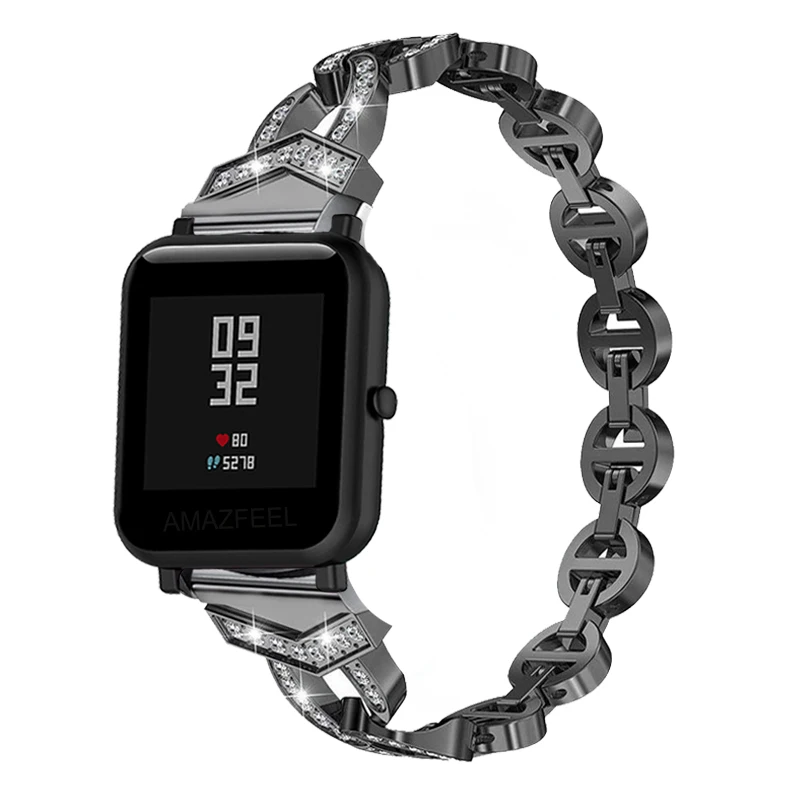 Ремешок из нержавеющей стали для Xiaomi Huami Amazfit Bip браслет GTS 2 mini 2e U S с бриллиантами 20