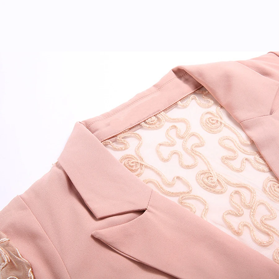 Плюс Размеры элегантный Для женщин пиджак блейзер кружева тонкий офис куртки