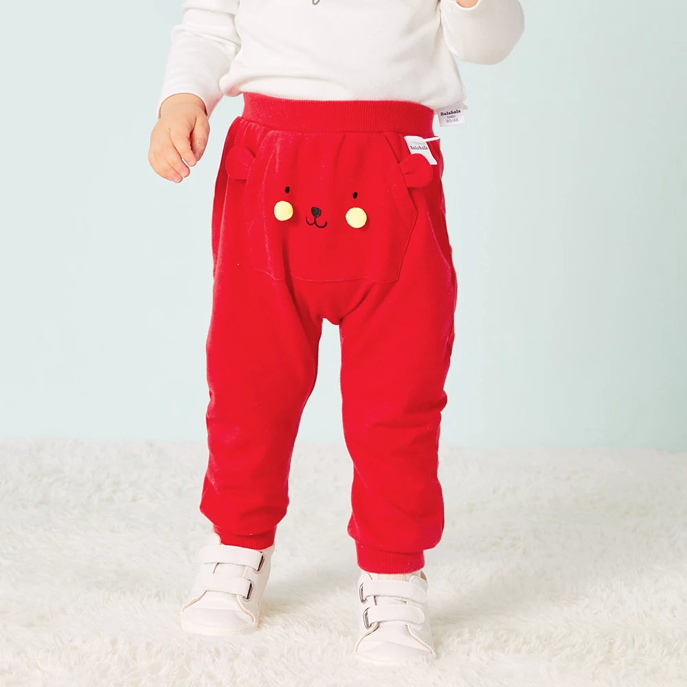 Balabala Baby 100% Cotton Jogger with 3D Ear at Back Pull-on Pants Infant Newborn Girls Boys Bottom Harem PP Trousers |