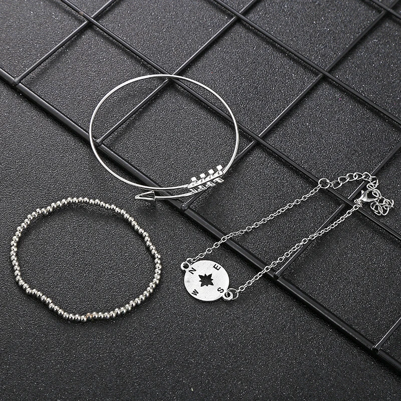 YAOLOGE 3 Style Retro Arrow Beads Hollow Imitation Compass Multilayer Bracelet Female Women Set Exquisite Party Clothing Jewelry | Украшения