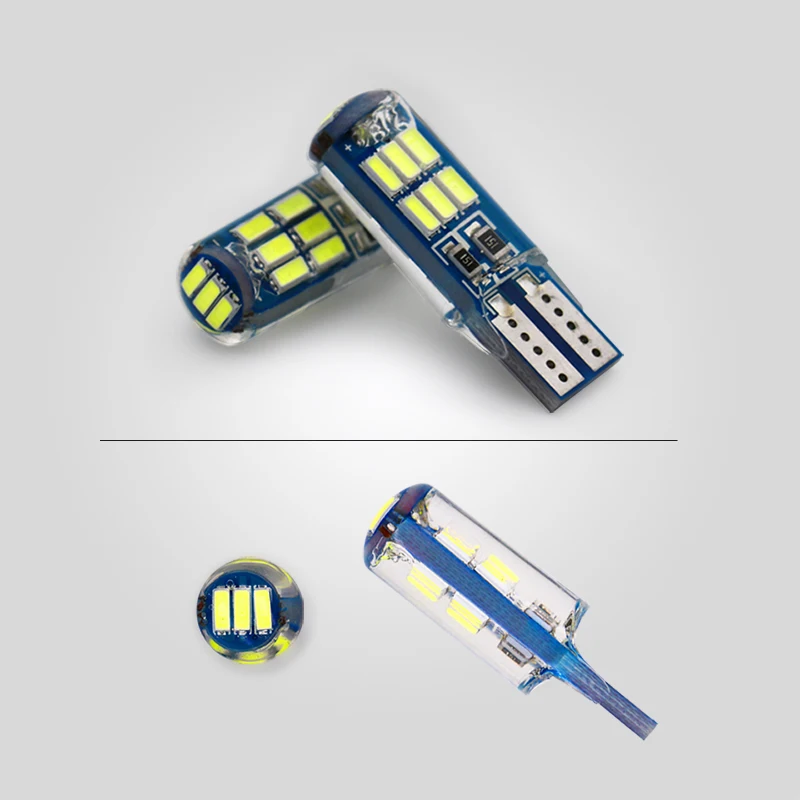 2 шт. W5W светодиодный T10 автомобильные лампы 12 В 3014 15SMD белый силикон 6500K 194 Авто