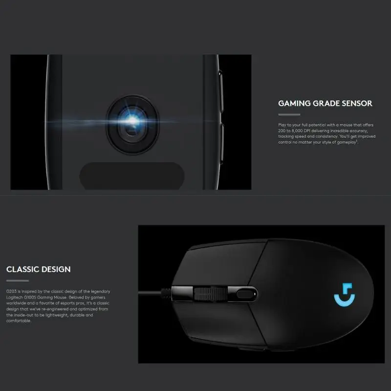 Игровая мышь Logitech G102 8000 точек/дюйм регулируемая RGB программируемая механическая