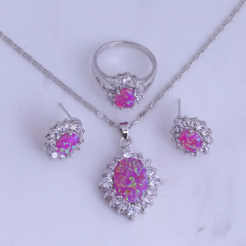 Женский ювелирный комплект из опала и фианита серебряного цвета|colorful jewelry sets|jewelry