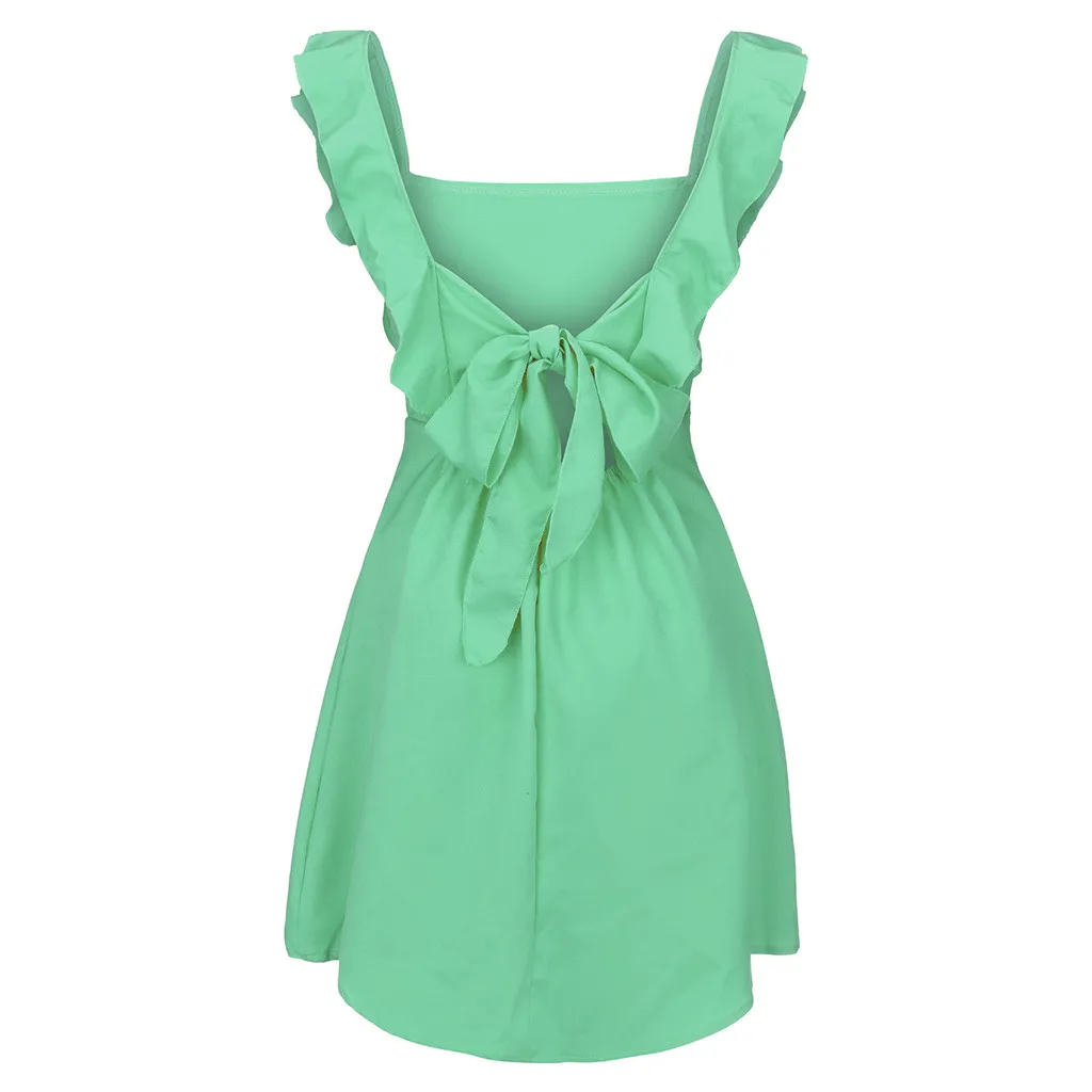 Милое женское летнее платье модное Повседневное с открытой спиной на пуговицах и