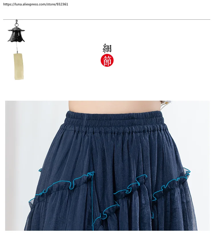 Женская двухслойная Асимметричная шифоновая юбка в стиле ретро boho женская