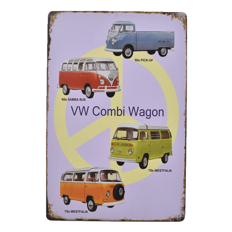 Ретро BSA мотоцикл Volkswagen Combi Wagon металлический оловянный знак, винтажный Ретро настенный декоративный знак, размер 20x30 см - Цвет: 1