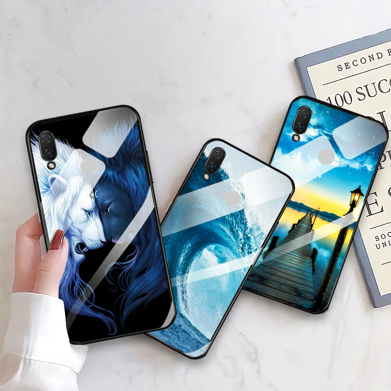 Чехол для телефона из закаленного стекла huawei Honor 8X задняя крышка Honor8X 8 X Классные