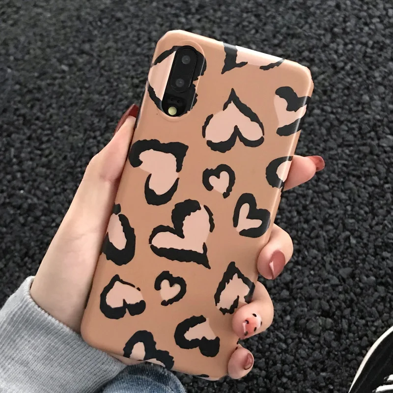 For huawei P20 love heart leopard Case sooth skin Soft back phone Cover for Huawei pro nove2S nova3 3i honor10 9 mate20 |
