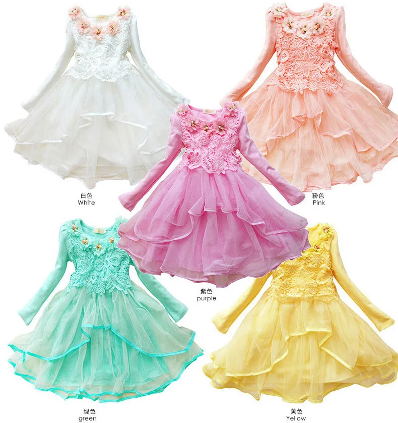 

Girls long-sleeved princess dress girls dress cuhk children's 2016 autumn bud silk cotton girls dress