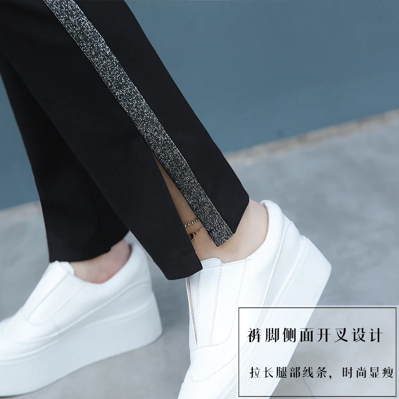 Nine points flare pants female 2019 spring autumn loose Elastic High Waist Lady slim Trousers wide leg casual sports | Женская одежда