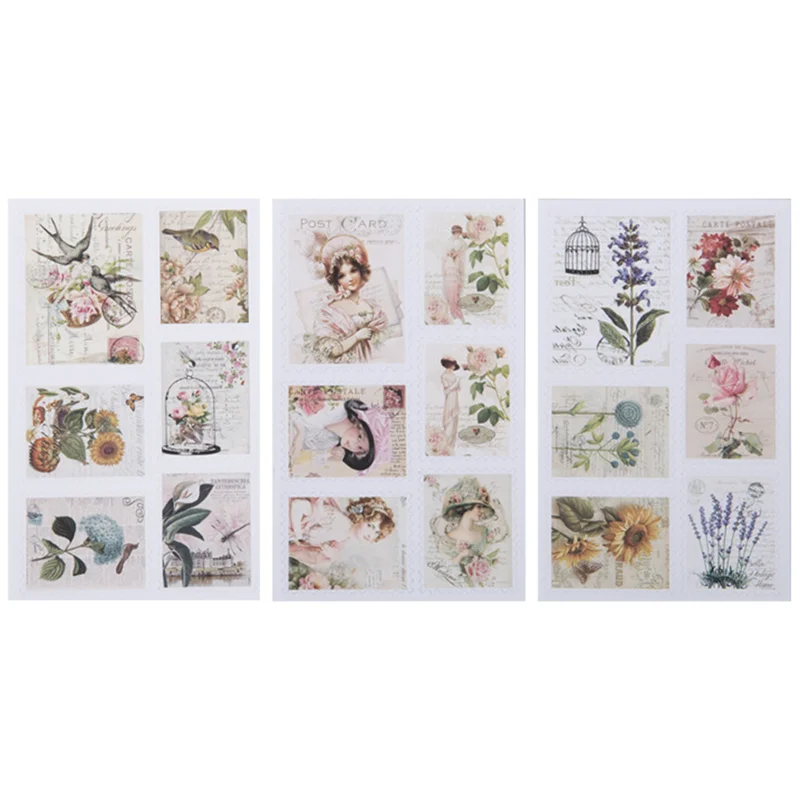 stamp sticker 3 шт./упак. Винтаж штамп Стикеры Скрапбукинг канцелярских принадлежностей с возможностью креативного самостоятельного выбора между Декоративные клей наклейки, стружка пуля журнал поставок - Цвет: stamp sticker