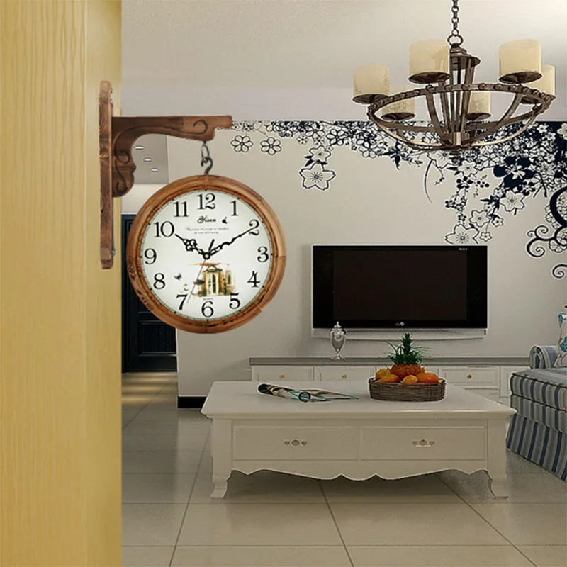 Европейские Роскошные большие деревянные настенные часы современный дизайн