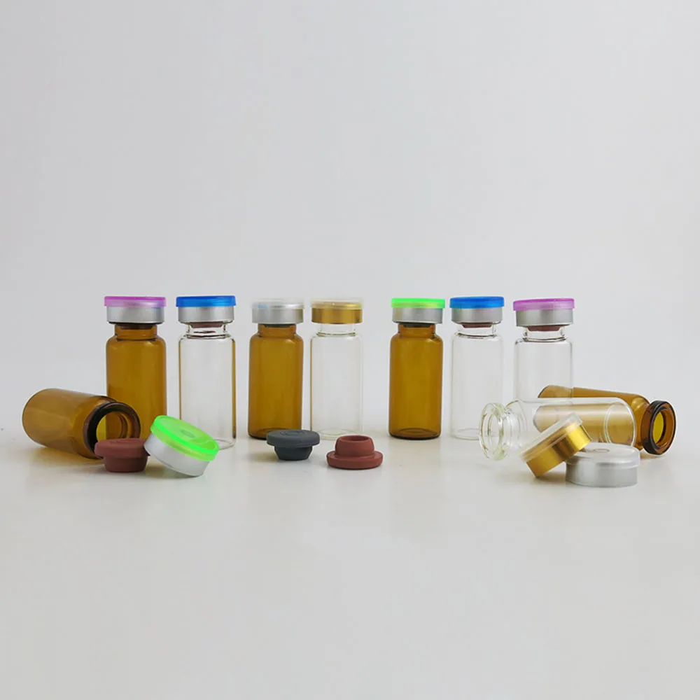 Botellas de cristal ámbar transparente para Perfume, esencias esenciales con tapa abatible, viales de muestra y tapón de goma, 50x10ml