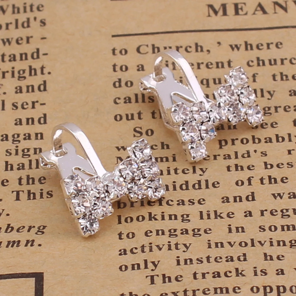 Бренд Grace Jun rhinestone Кристалл Сердце Корона клипса геометрической формы на серьги без пирсинга для девочек Дети Мода милый ушной зажим без аллергии