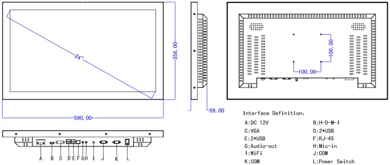 Большой размер настенный промышленный компьютер 4GB DDR4 32G SSD lcd сенсорный Настольный безвентиляторный ПК все в одном ПК