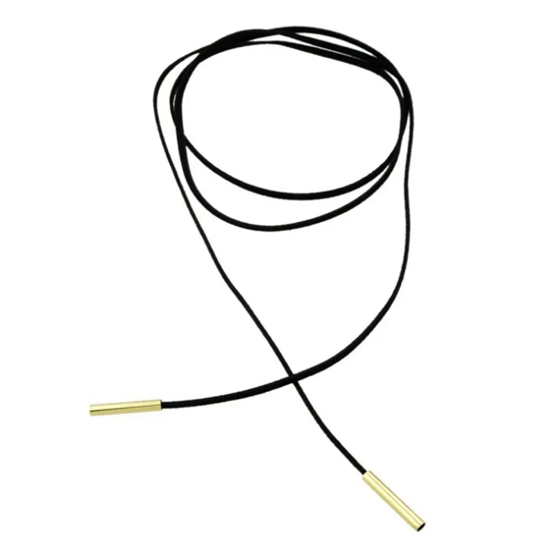 Бесплатная доставка новое модное длинное черное кожаное ожерелье и подвеска