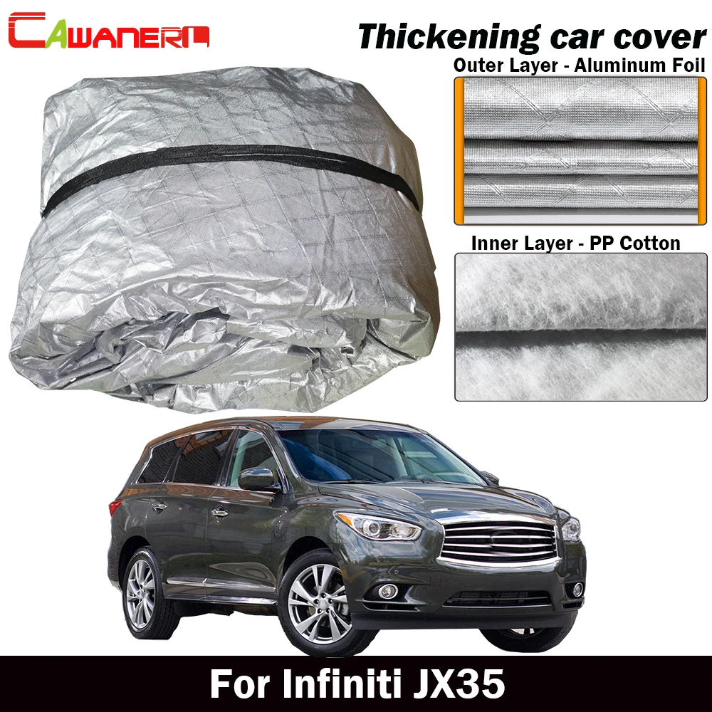 

Cawanerl Thick Car Cover Inside Cotton Waterproof Sun Shade Rain Snow Hail Resistant SUV Cover Dust Proof For Infiniti JX35