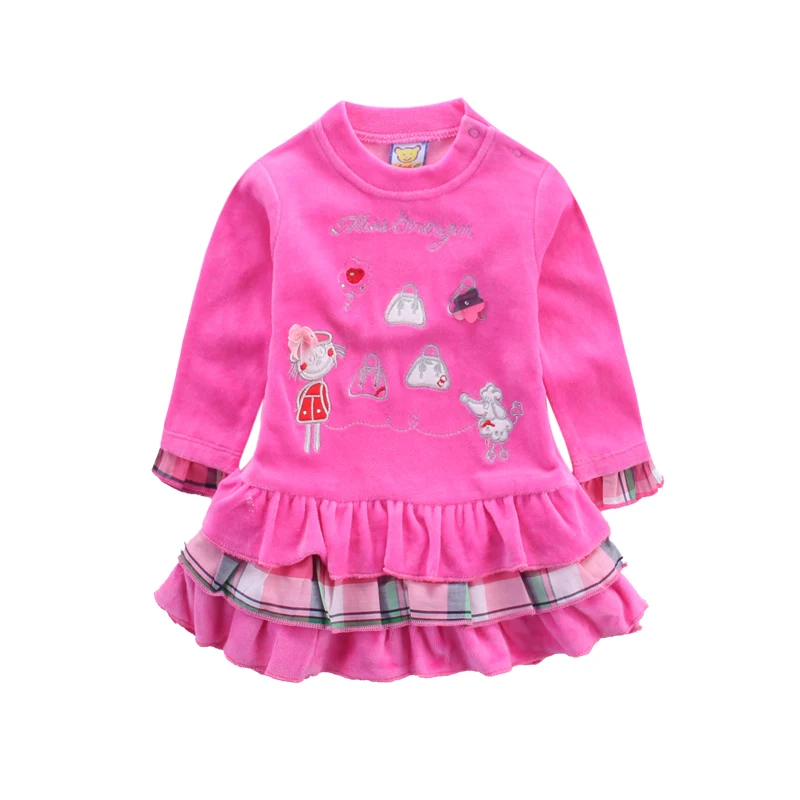 3 шт./партия детское велюровое платье с длинным рукавом