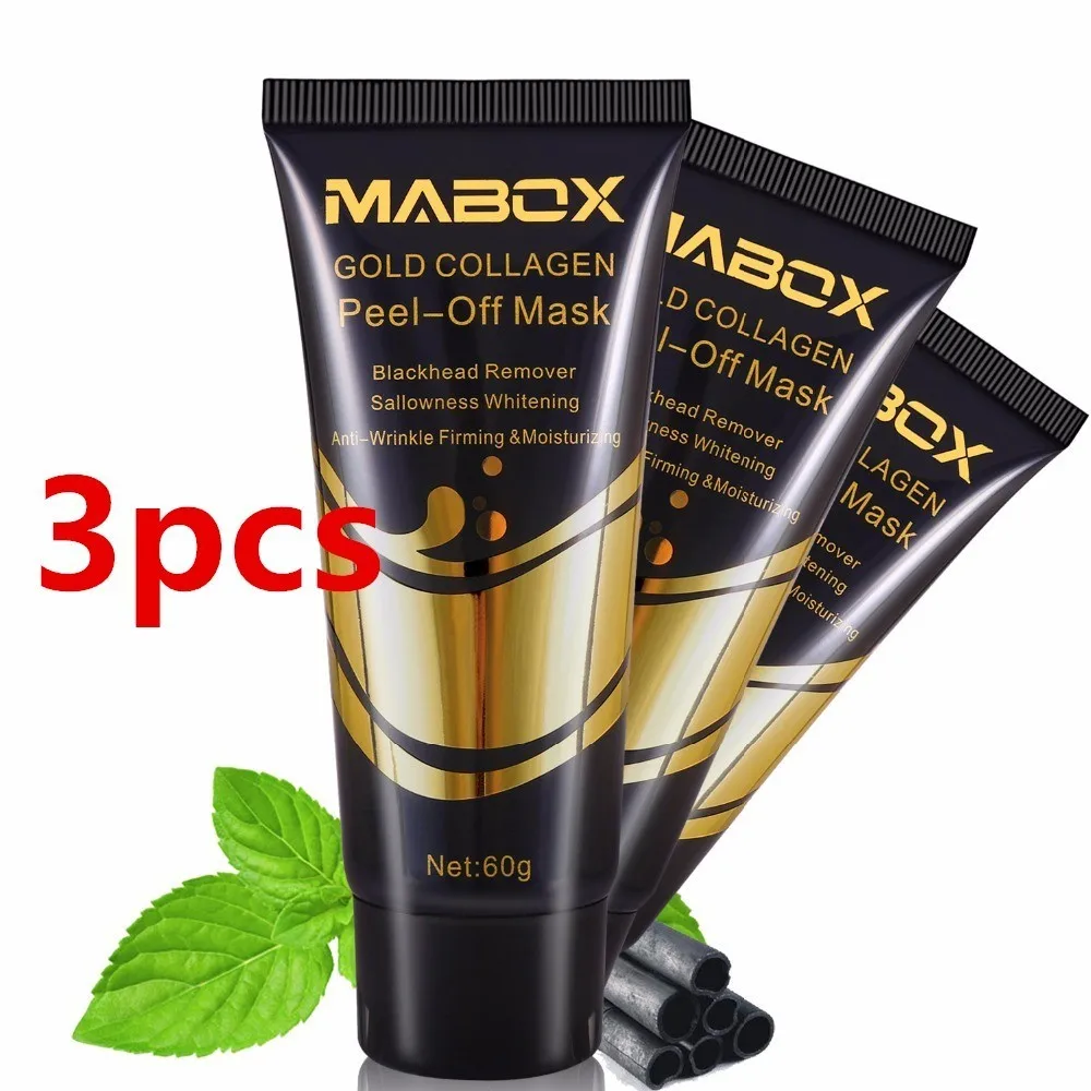 3 Pcs MABOX 24 K Золотая маска 60 г увлажняющий грязи Мертвого моря очиститель пор магнит Детокс Черный Грязевая маска кожи лица уход груза падения - Цвет: 3 Pcs
