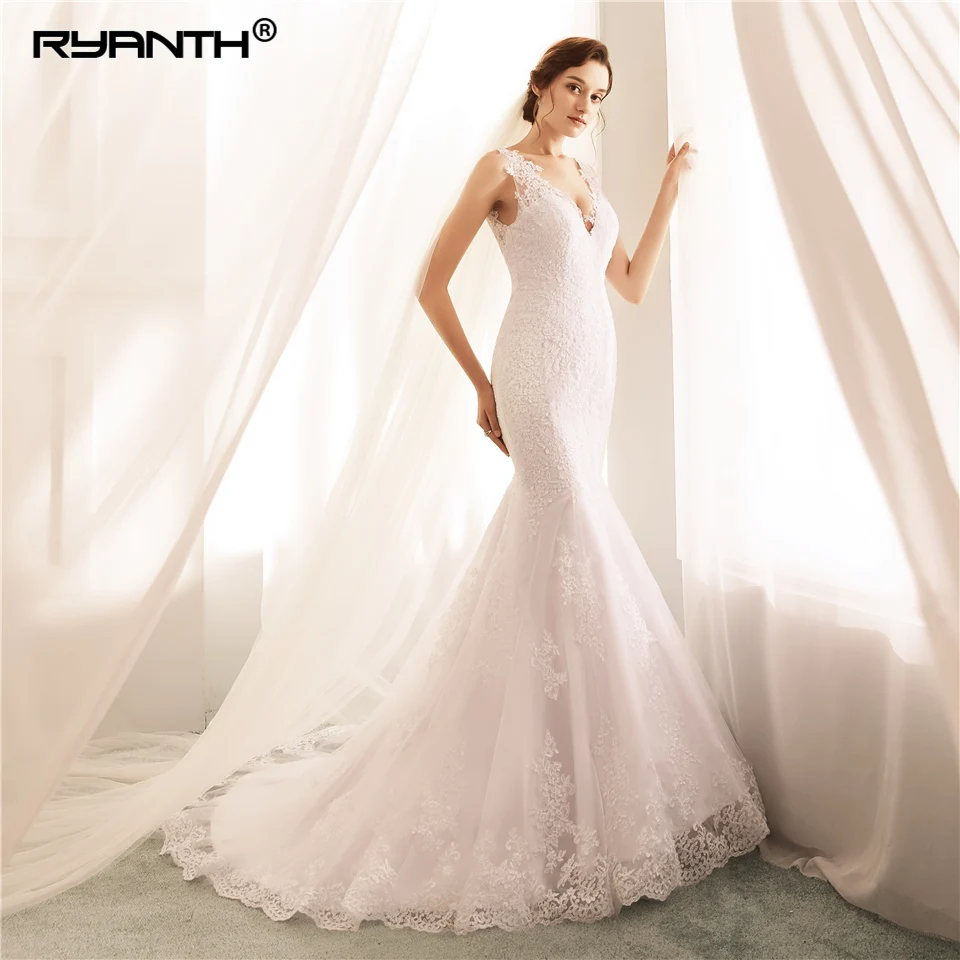 Женское свадебное платье с кружевной аппликацией Ryanth Robe De Mariee сексуальное