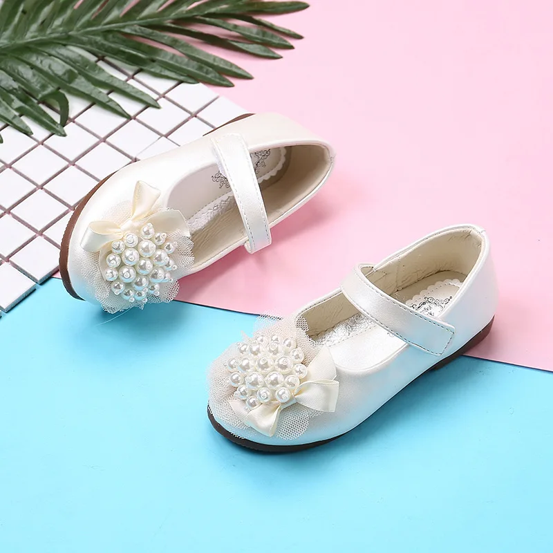 Princess Girls Shoes Pink white Beaded non-slip wear-resistant dance shoes Kids Flats Children Wedding Party Dress |