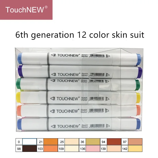 t6 12color white rod Touchnew 12/24 цвет аниме масляная ручная роспись кожи цветной набор двуглавый студенческий художественный маркер для рисования - Цвет: t6 12color white rod