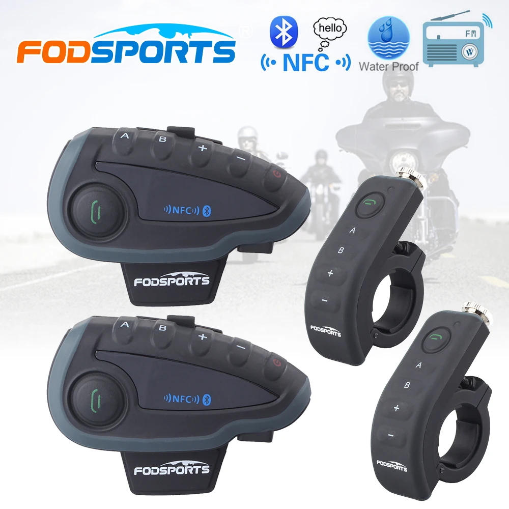 2 шт. V8 BT домофон 5 всадников Bluetooth Мотоциклетный 1200 м Intercomunicador с пультом