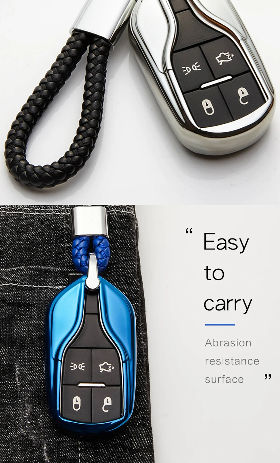 6 Color Soft Car Key Ring Case For Maserati Levante Ghibli Quattroporte Granturismo Interior Accessories Car Smart Key Bag Cover