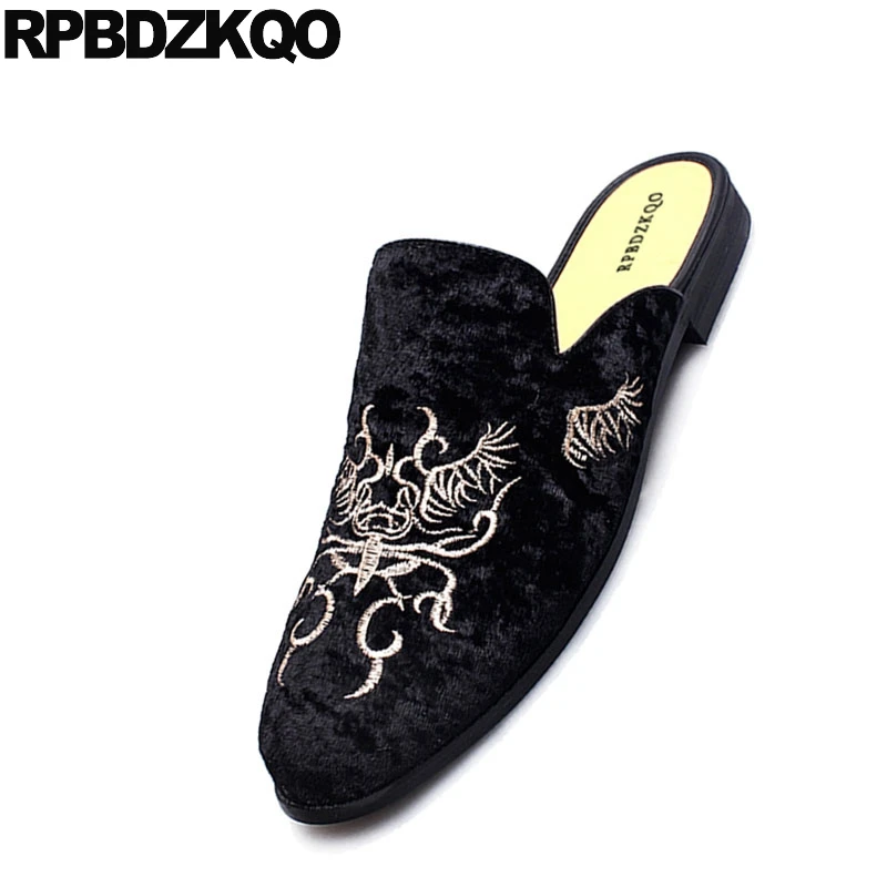 Slip On Embroidery Fashion Animal Print Rubber Sole Comfort Velvet Casual Shoes Men Designer 2021 Black Mules Stylish Flats | Обувь